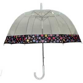 Clear View Dome Umbrella With Edge Print